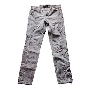 White House Black Market Skinny Jeans 4R Beige Lace-Up Ankle Stretch Denim